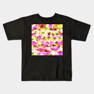 Tropical palm trees in pink Kids T-Shirt